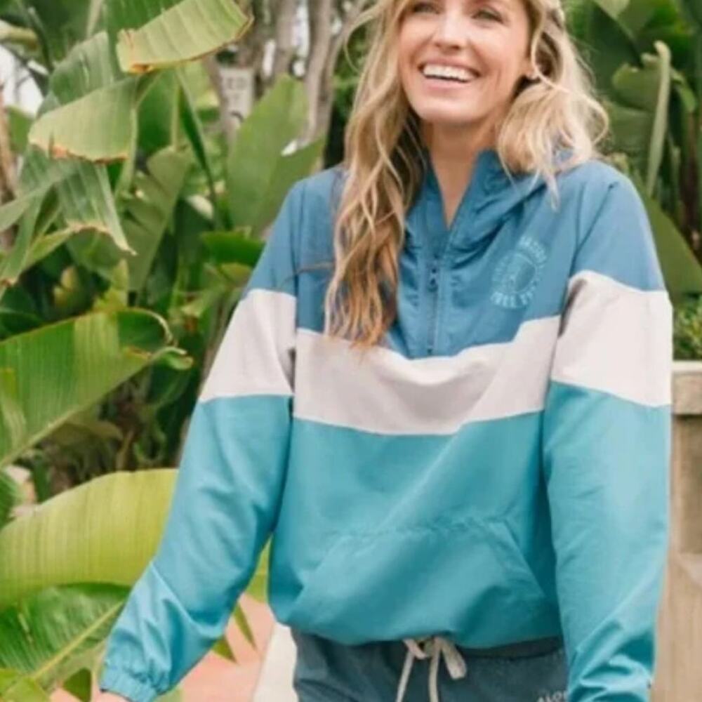 SISSTREVOLUTION Pacific Paradise Hoodie Windbreaker Blue/Gray Women's Large